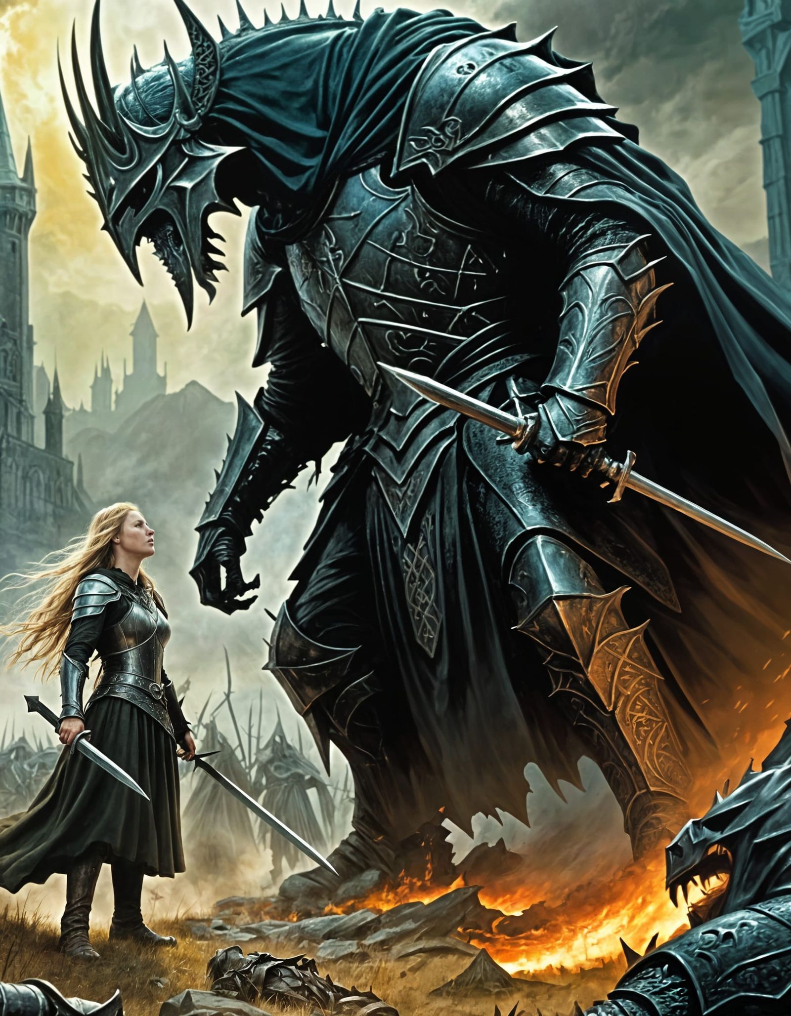 Eowyn Challenges the Witch King: Fantasy Portrait
