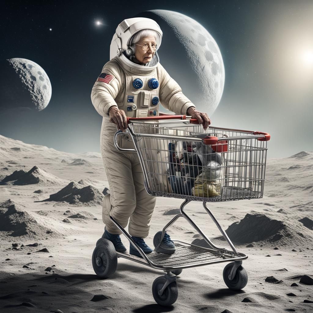 Astronaut Granny's Lunar Shopping Trip