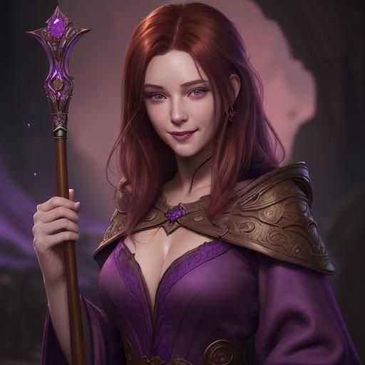 Fantasy Woman with Staff in Detailed Matte Painting