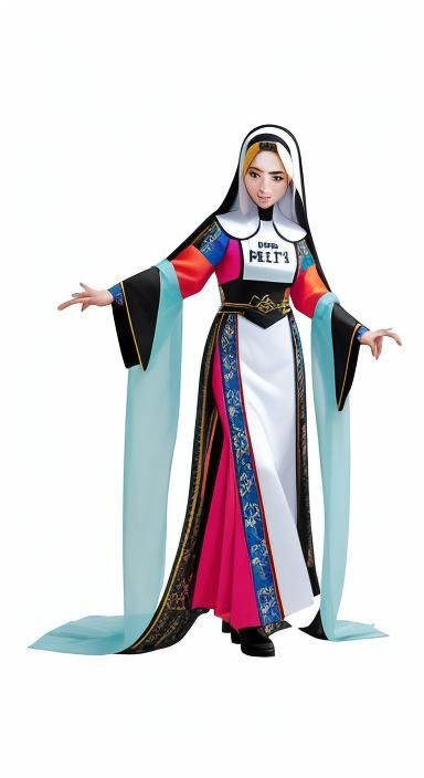 Nun Outfit: Detailed Design in Vivid Colors