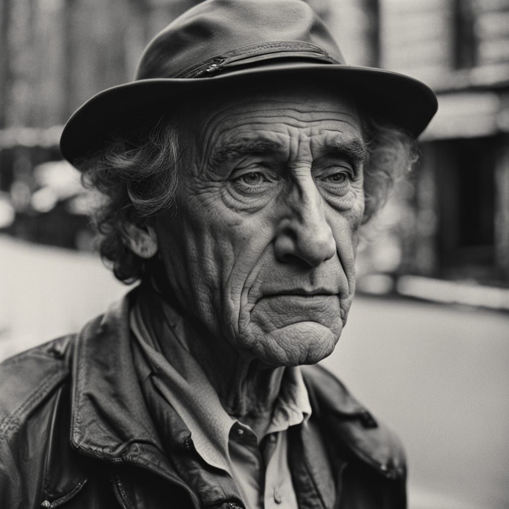 Contemplative Portrait in Black and White Film Style