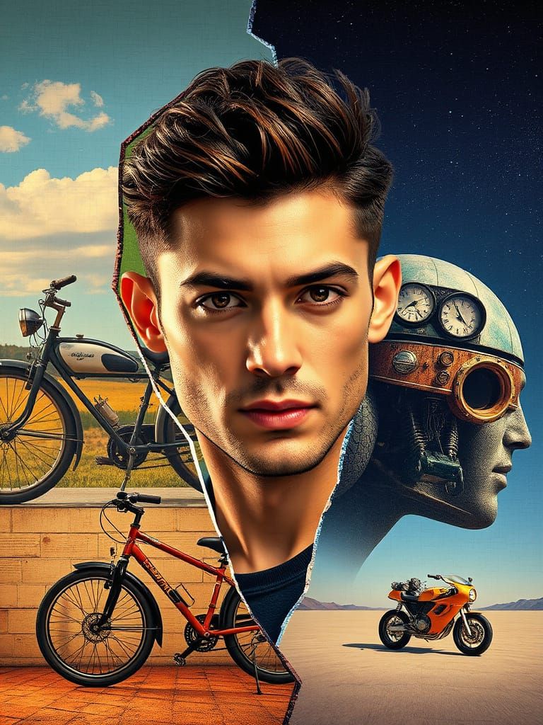 Timeless Man in Dynamic, Mosaic Style