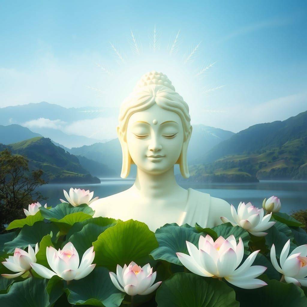 Serenity Goddess of Infinite Love and Compassion in Soft Blu...