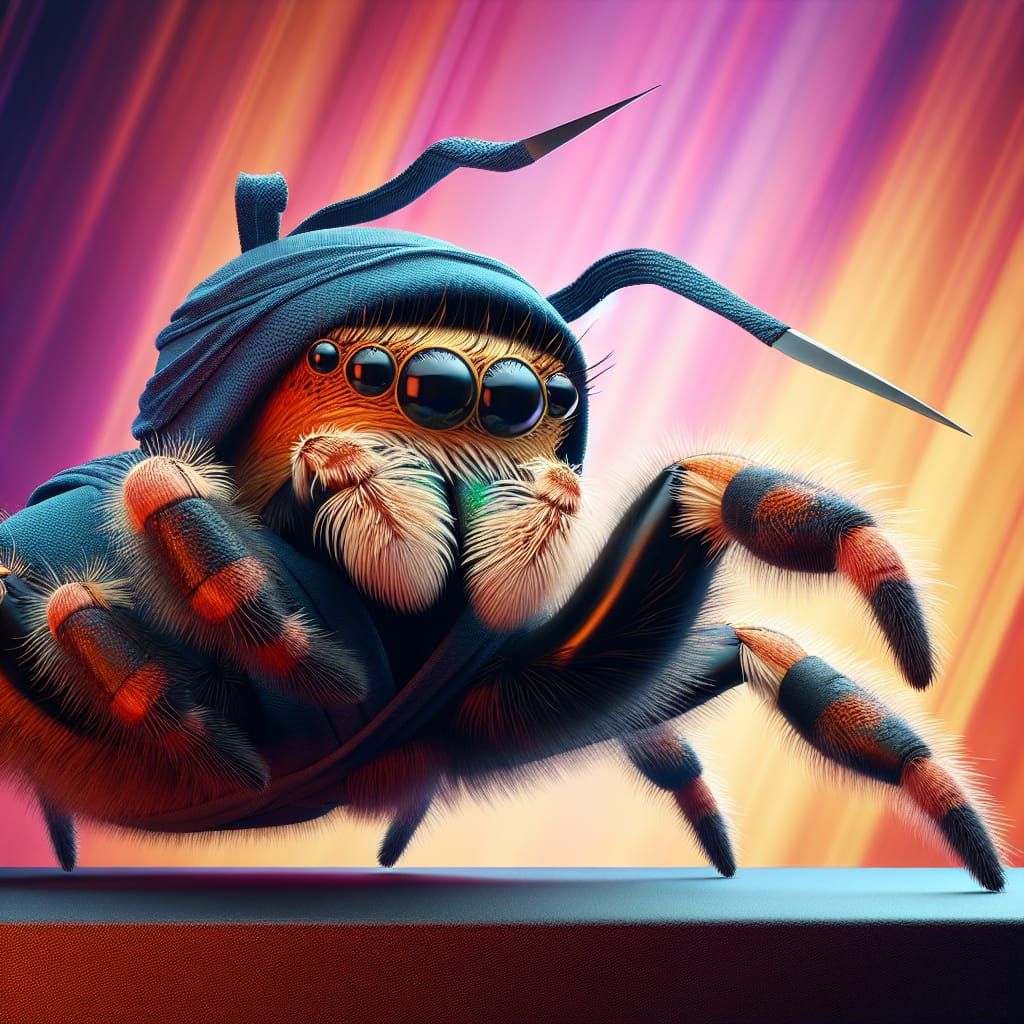 Ninja Jumping Spider Hyperrealistic Concept Art