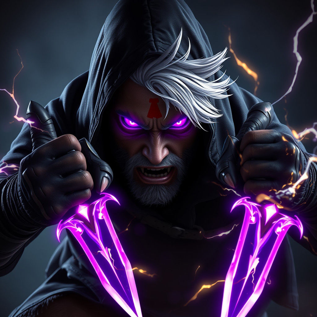 Brooding Soulknife Rogue with Purple Energy Daggers