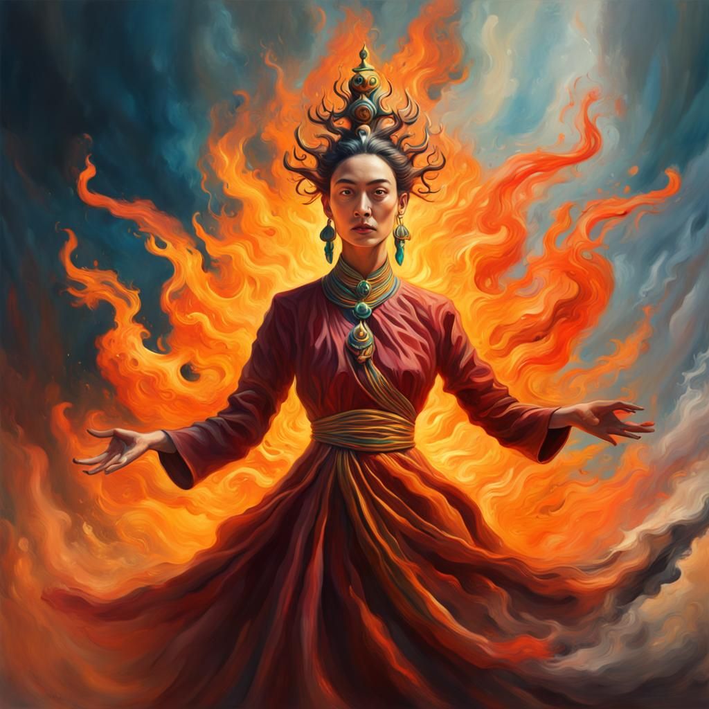 Surreal Dalai Lama Portrait in Oil Painting Style