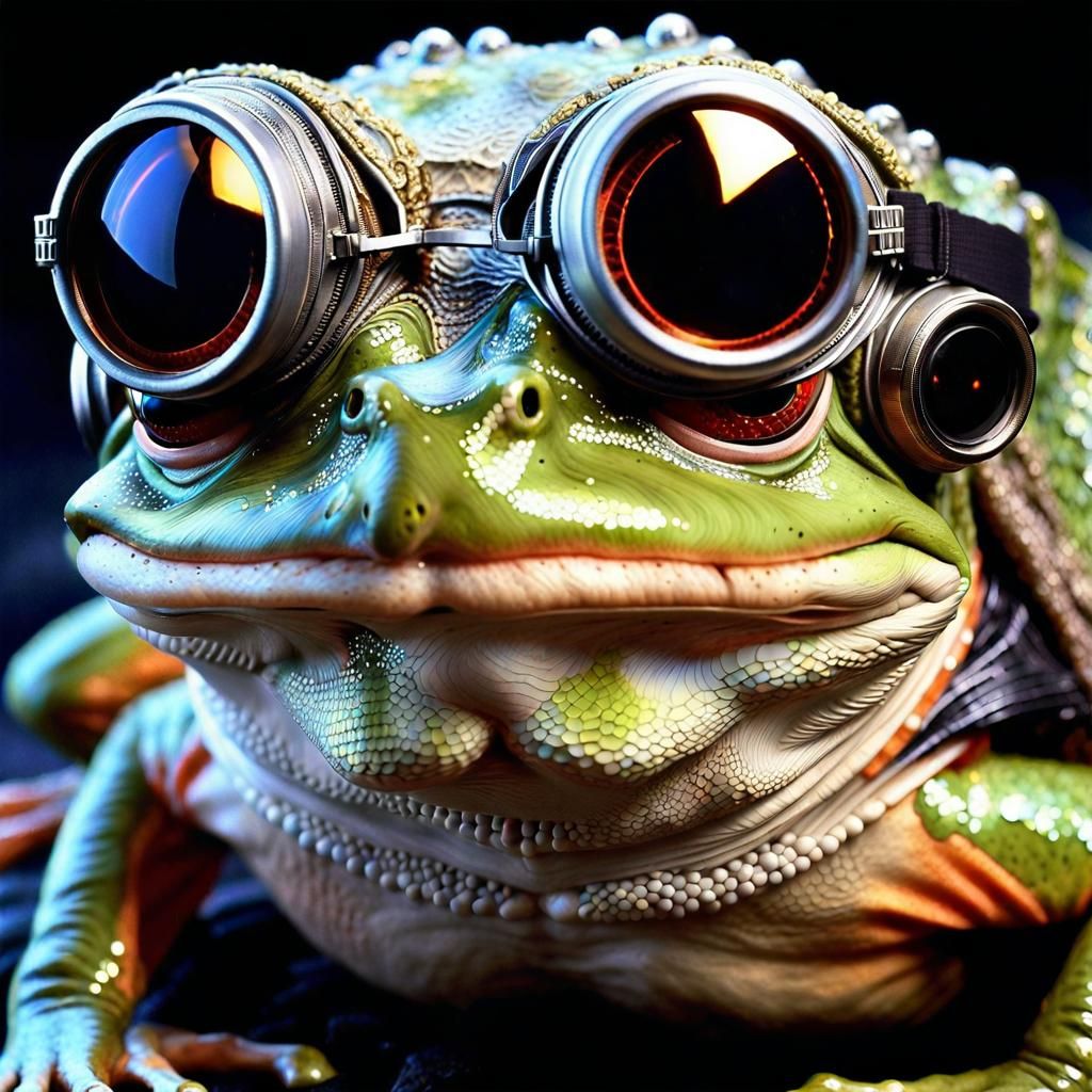 Baroque Vampire Frog with Goggles in Maximalist Style