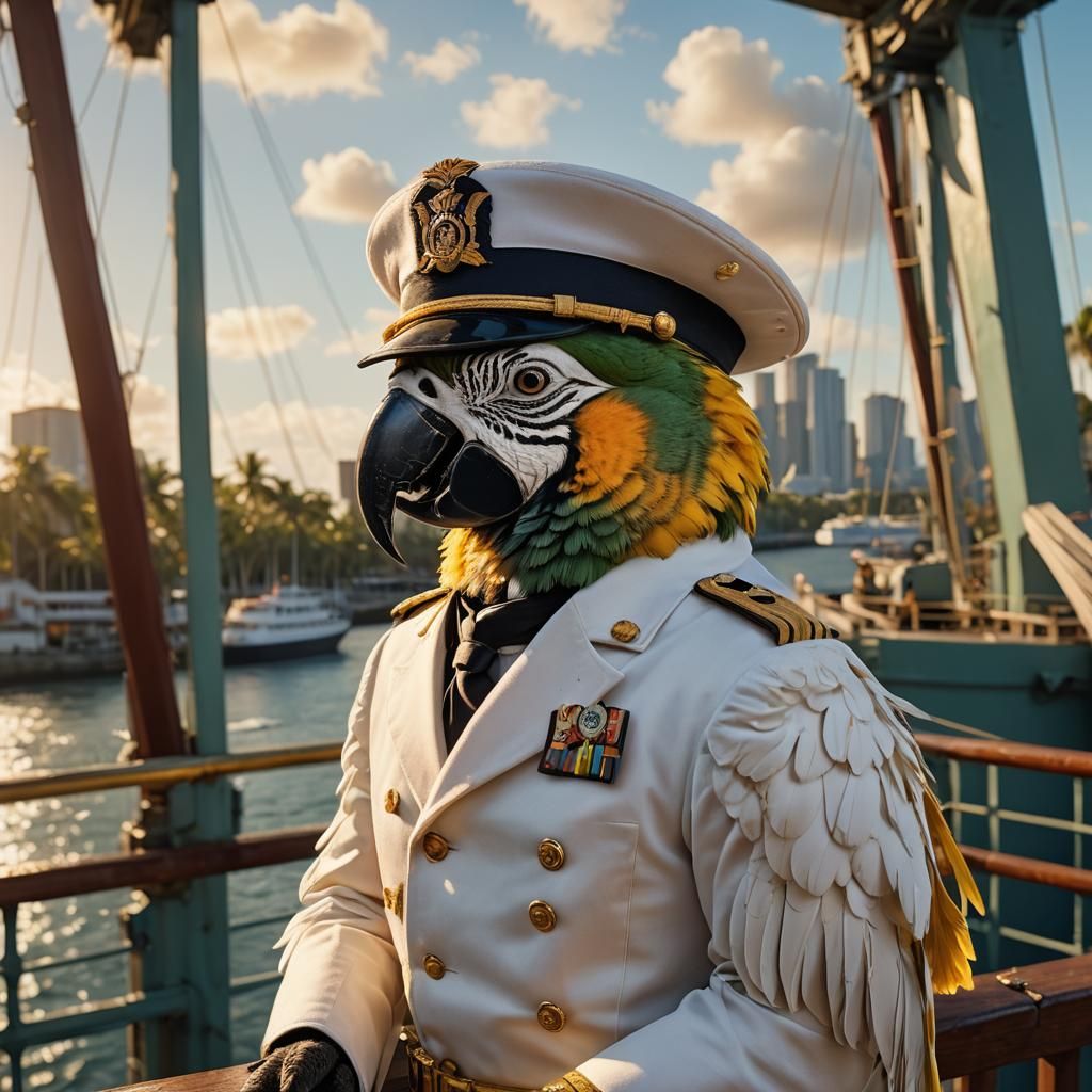Parrot Captain on a Palm Island Bridge