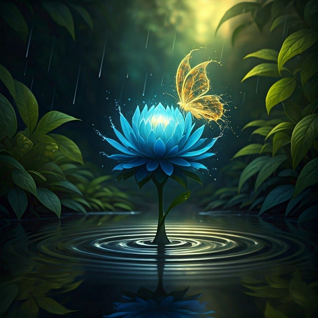 Raindrop to Flower in a Surreal Impressionist Style