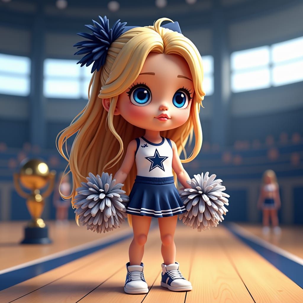 Chibi Cheerleader in Gym: Fantasy Concept Art