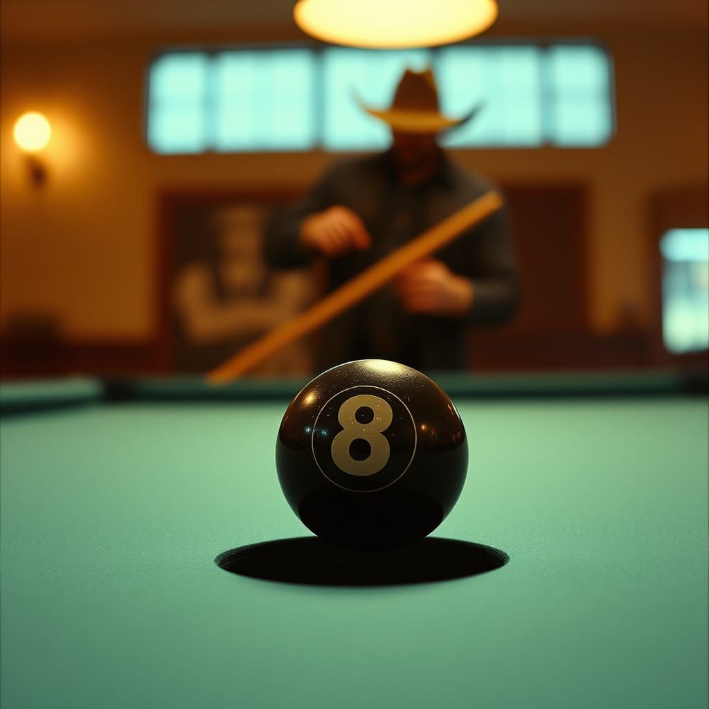 Cinematic Pool Billiards Close-Up in Warm, Golden Tone