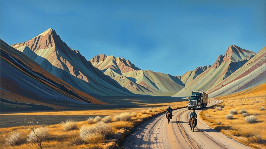 Surrealism on the Great Divide: Truck Drives Through Melting...