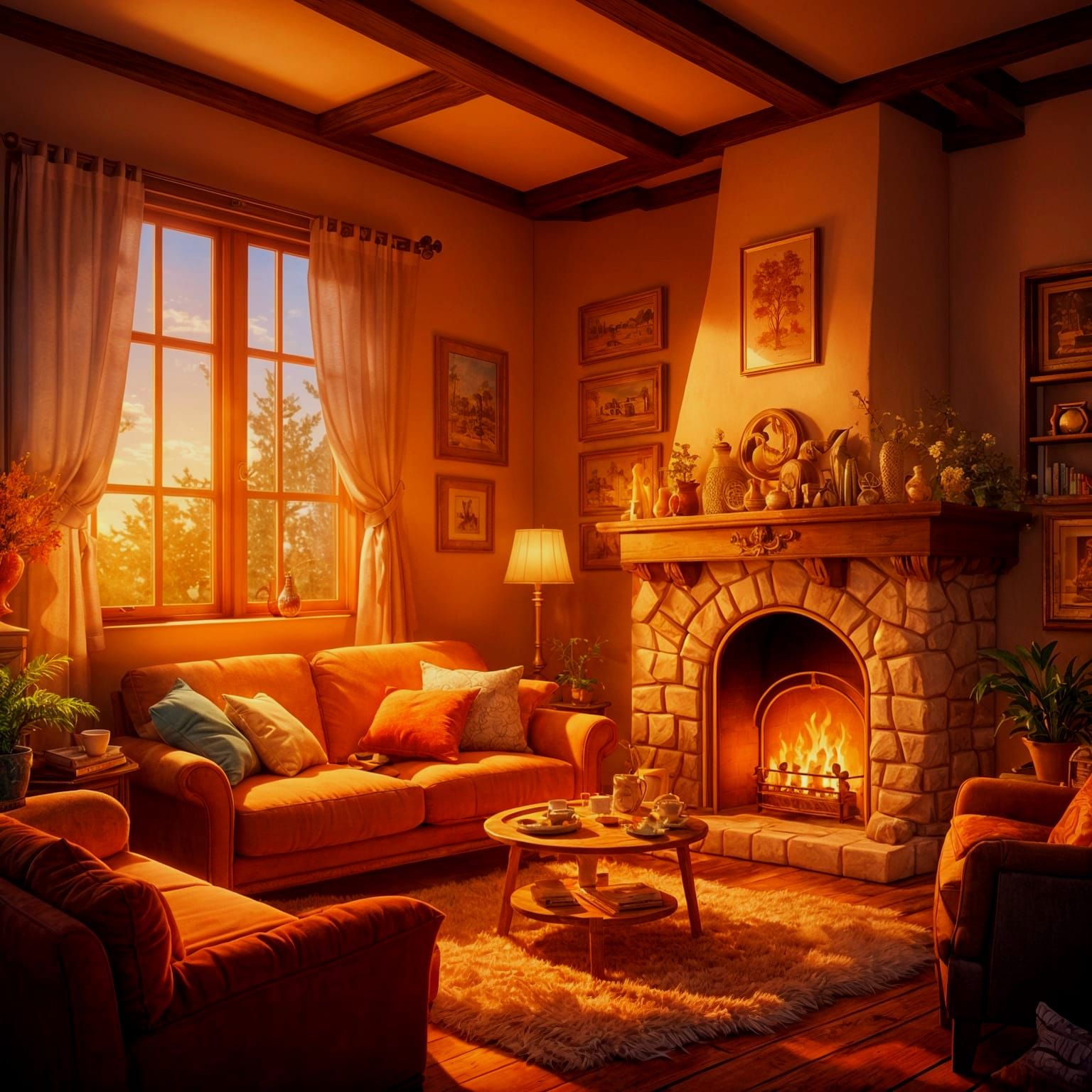Cozy Living Room in Studio Ghibli Style