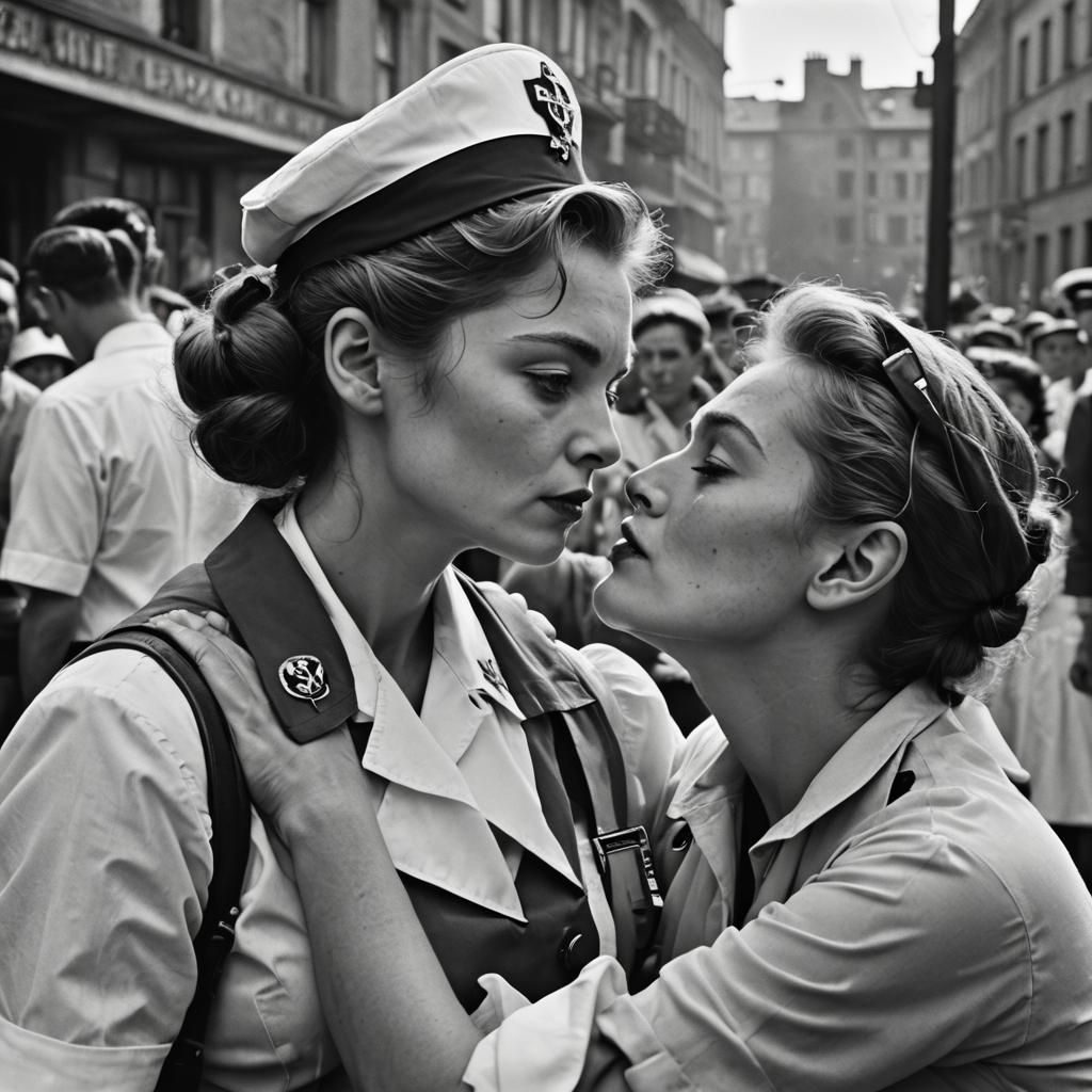 Nurse Kisses Sailor After War in City