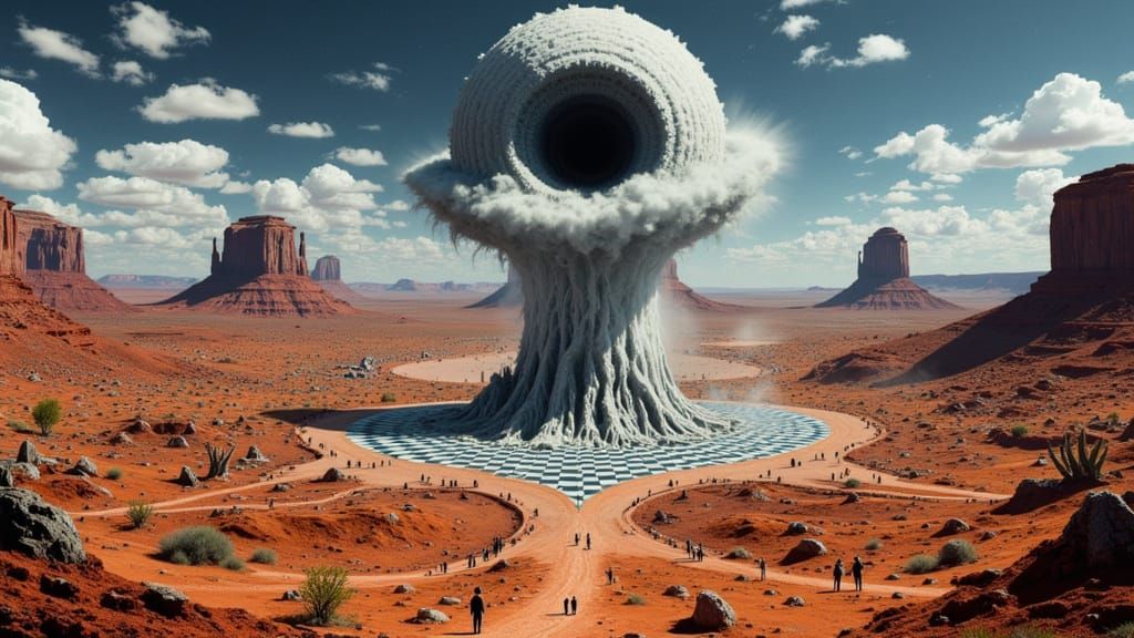 Surreal Rapture Event Over Monument Valley Landscape