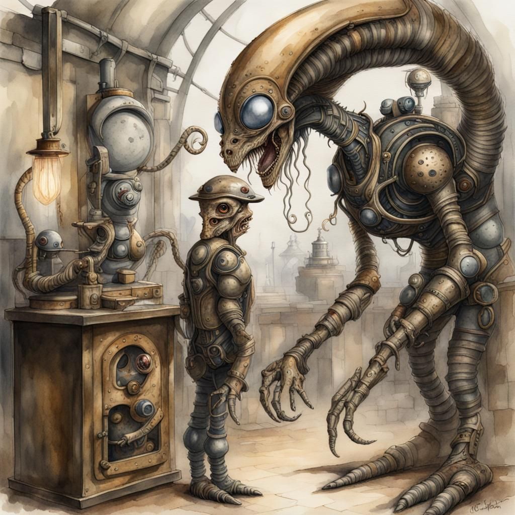 Steampunk Sandworm: Scottish Futurism in Watercolor