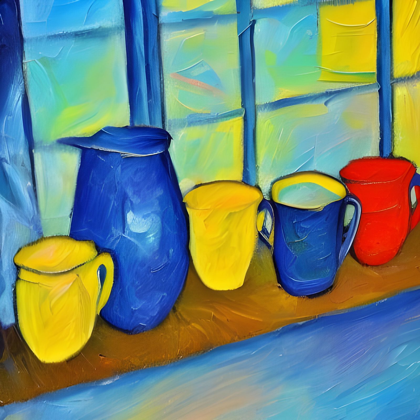 Cafe Scene in Expressionist Impasto Painting Style