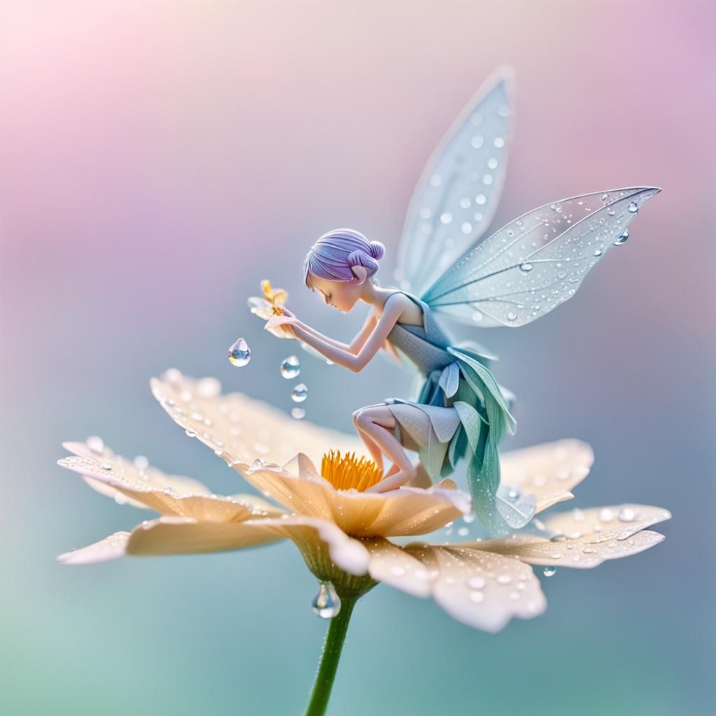 Tiny Fairy on Flower: Origami Paper Art