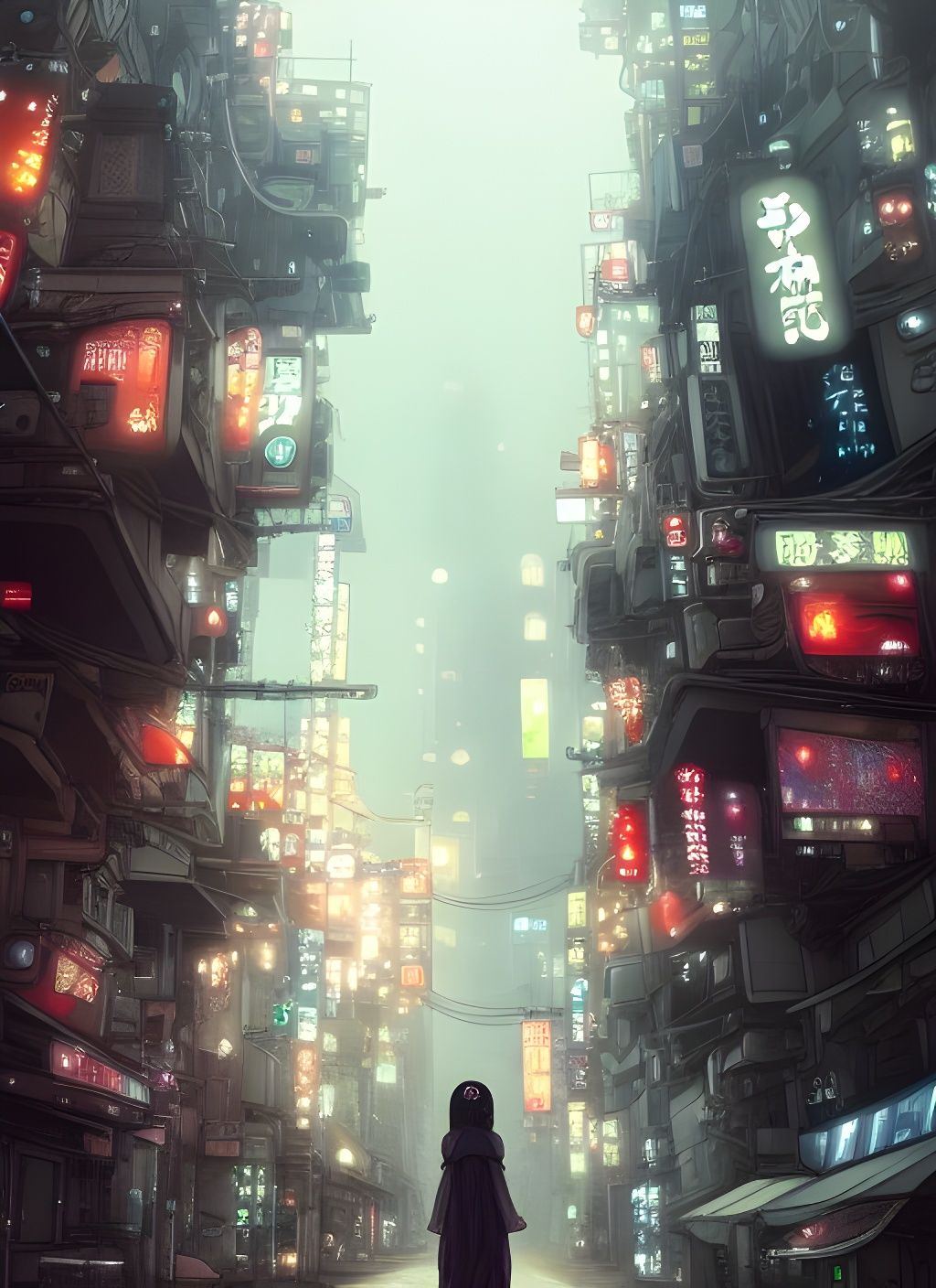 Cyberpunk Tokyo Street Scene in Anime Style