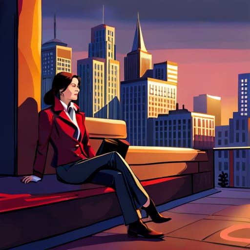 Neon Noir Christmas Portrait in Futuristic Style