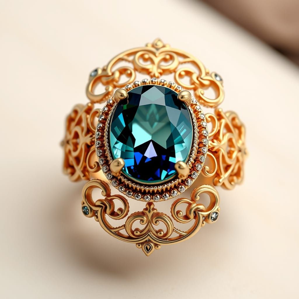 Väyrynenite Jewel Ring in Art Nouveau Style