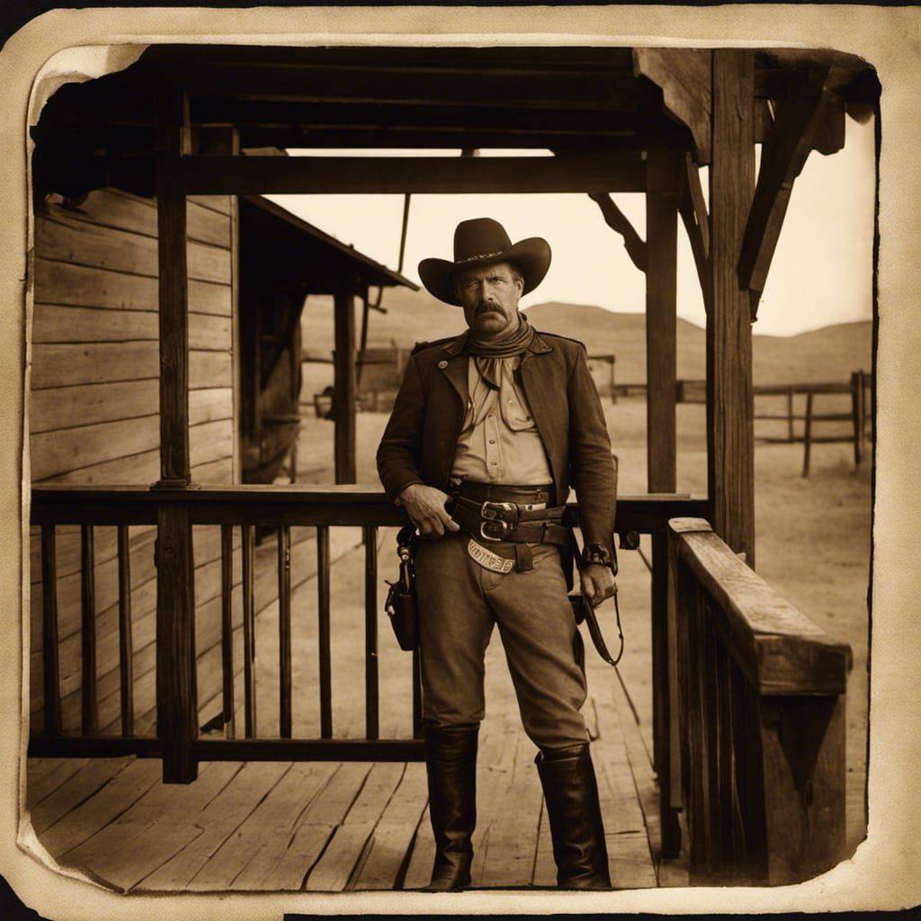 Sheriff at the Gallows: Sepia-Toned Western Scene