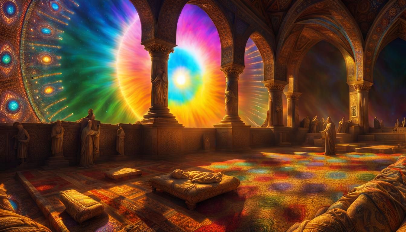 Psychedelic Divine Scene with Triadic Colors