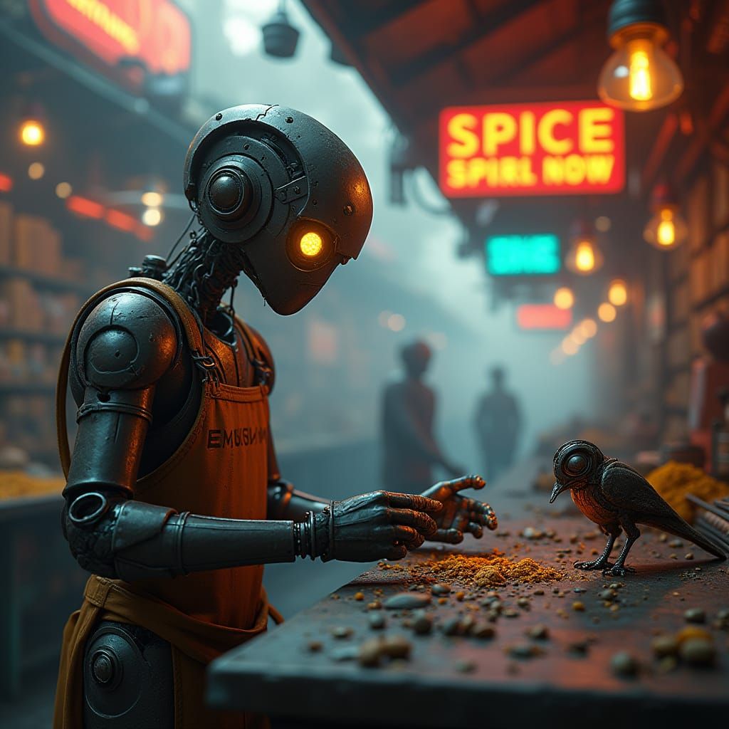 Android Artisan Crafts Clockwork Birds in Neo-Impressionist ...