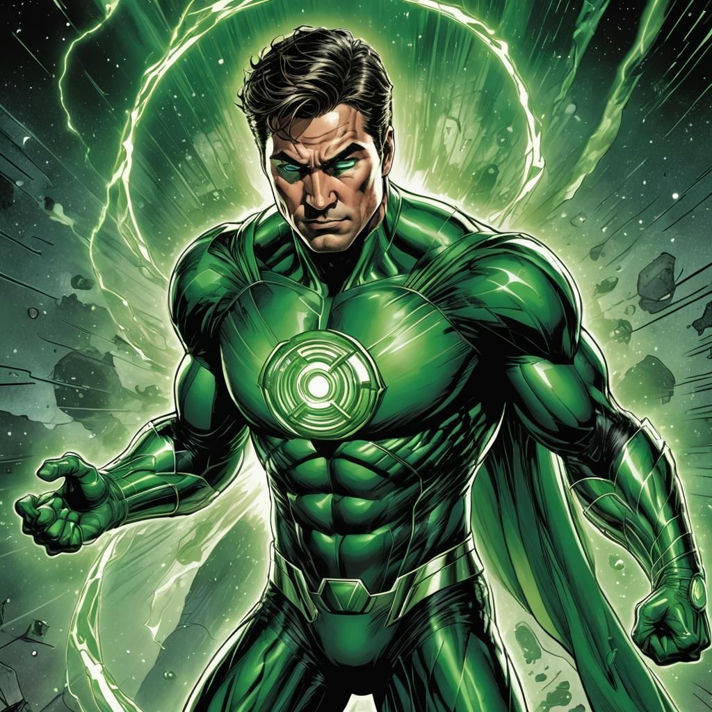 Hal Jordan Green Lantern in Comic Book Style