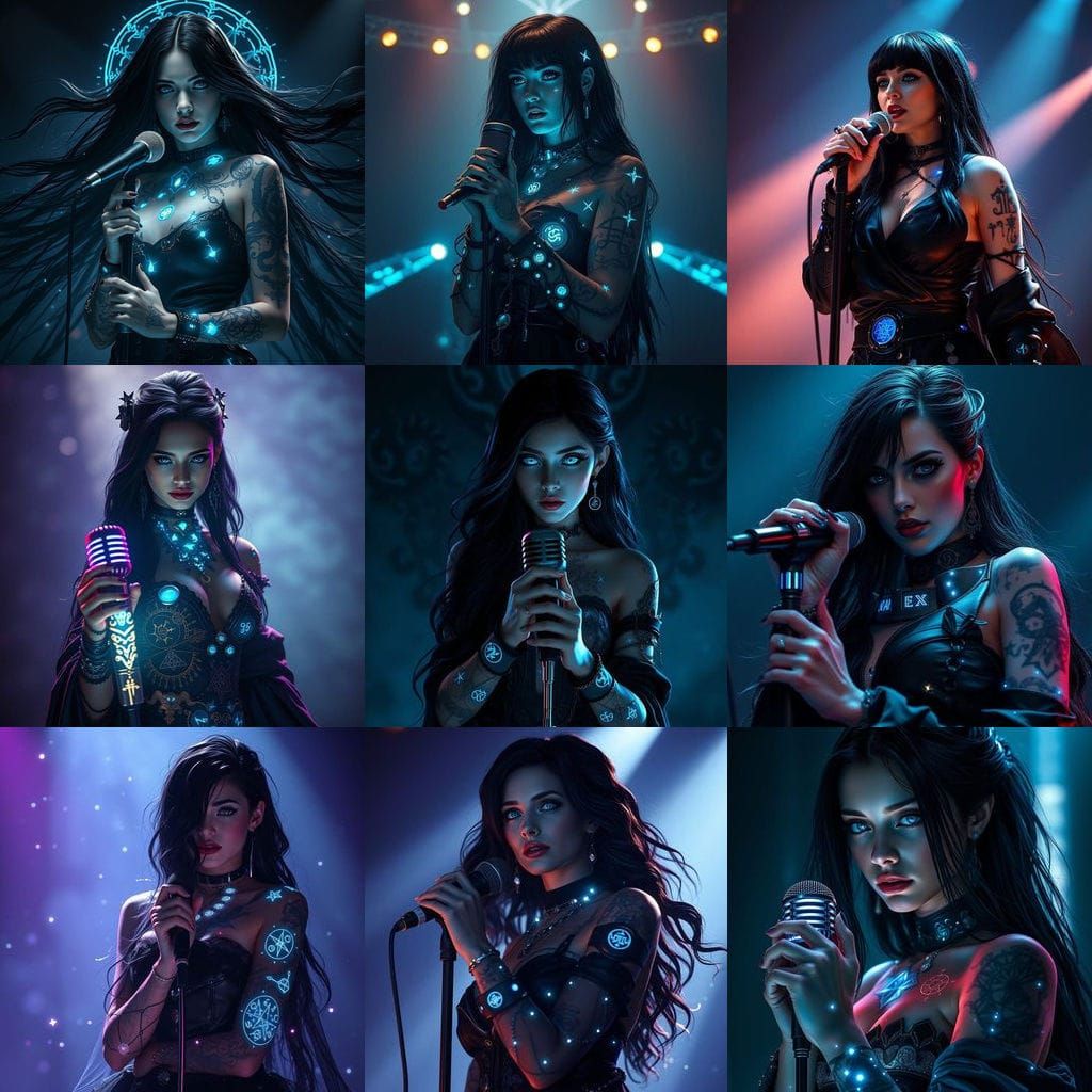 Gothic Songstress in Futuristic Elegance