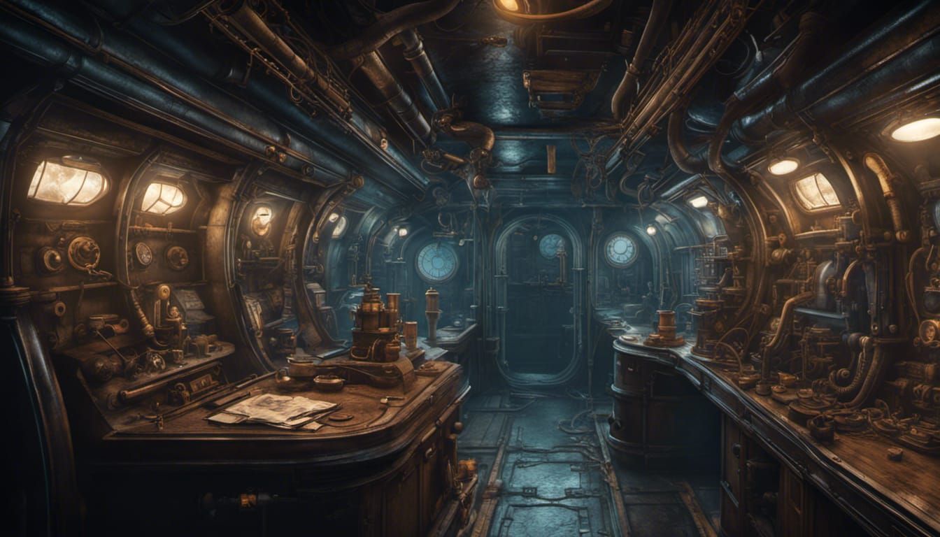 Inside a Victorian Submarine: Fantasy Concept Art