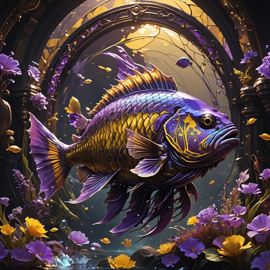 Hyperdetailed Fish in Dark Fantasy Style
