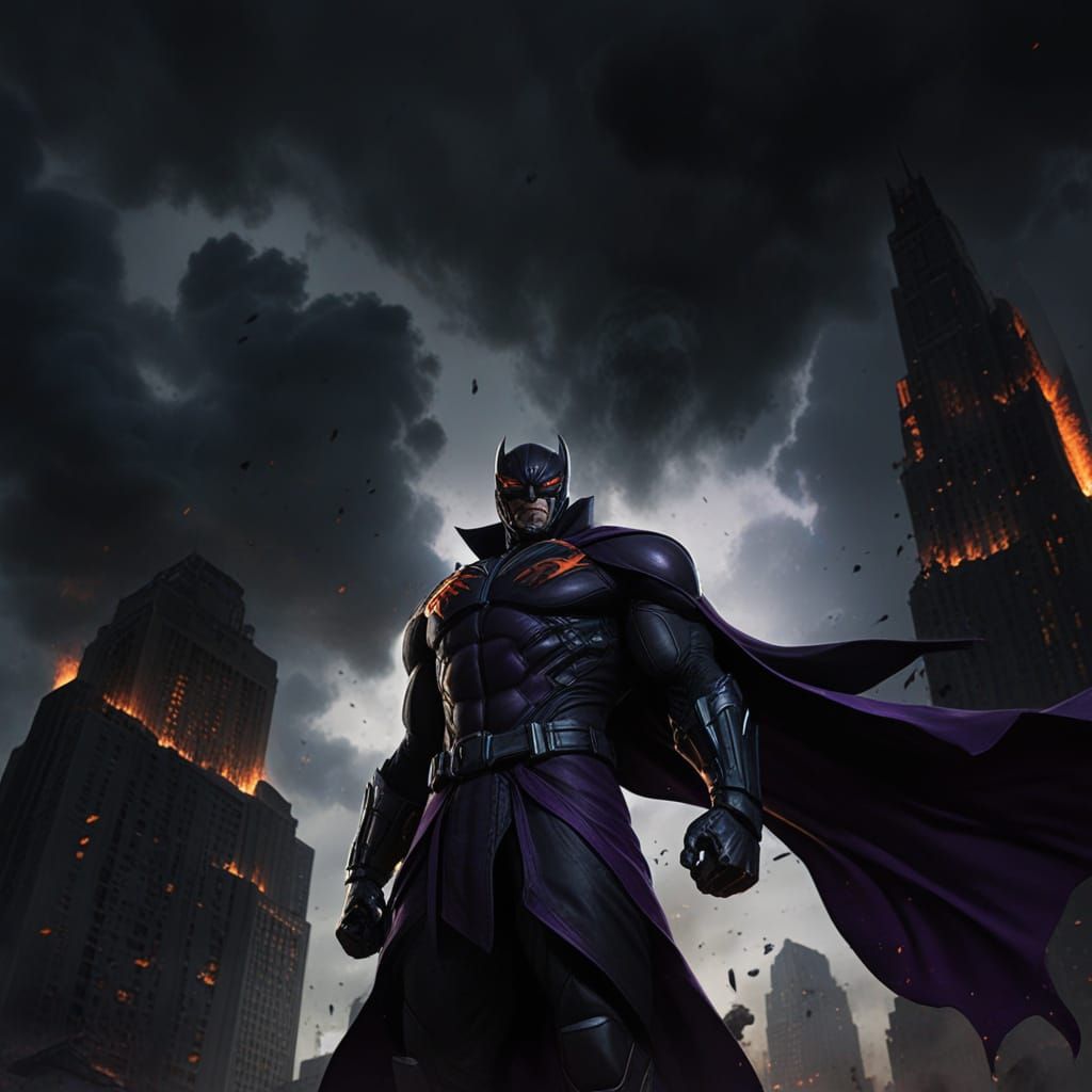 Super Villain City Destruction in Comic Style