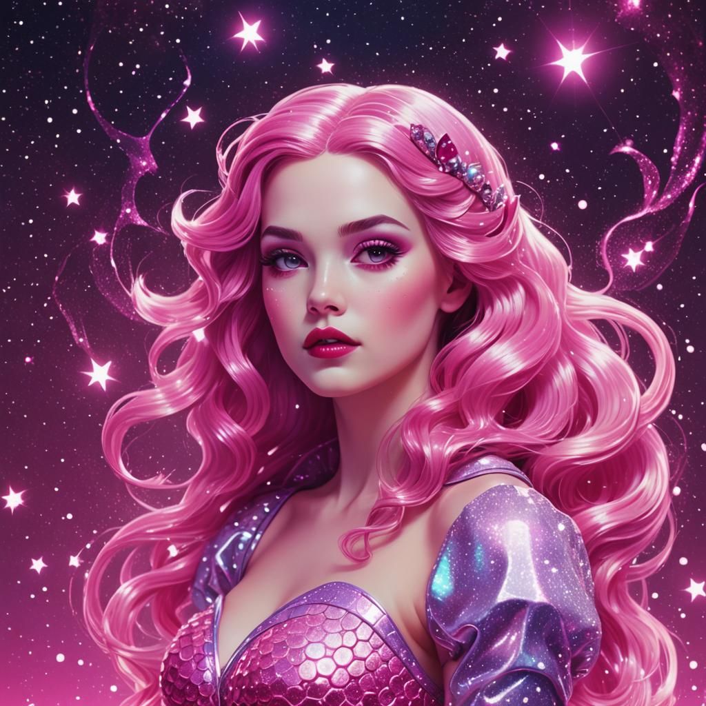 Snow White as Neon Space Mermaid