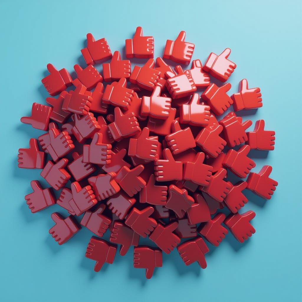 Vibrant Glossy Thumbs Up Icons in Digital Art Style