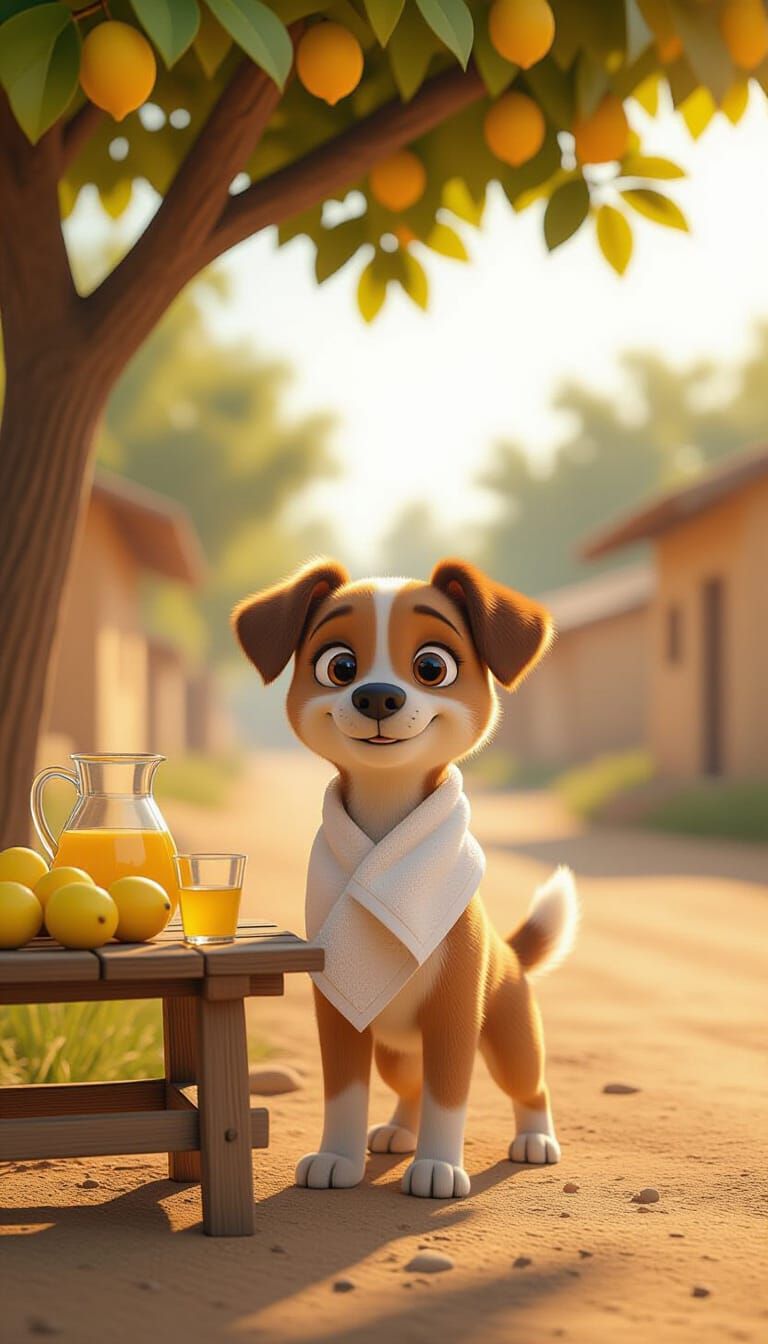 Cute Dog in Rural India Under Tree