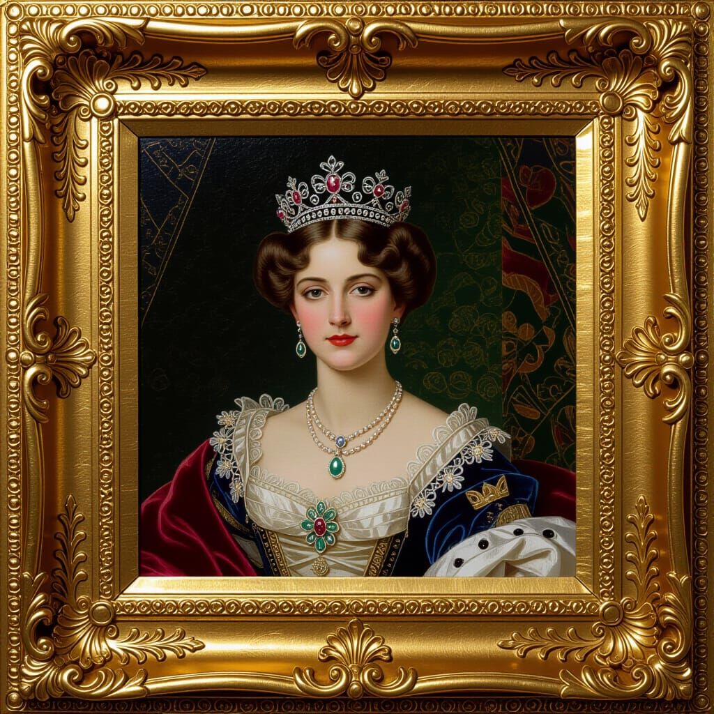 Ornate Royal Portrait in Luxury Frame