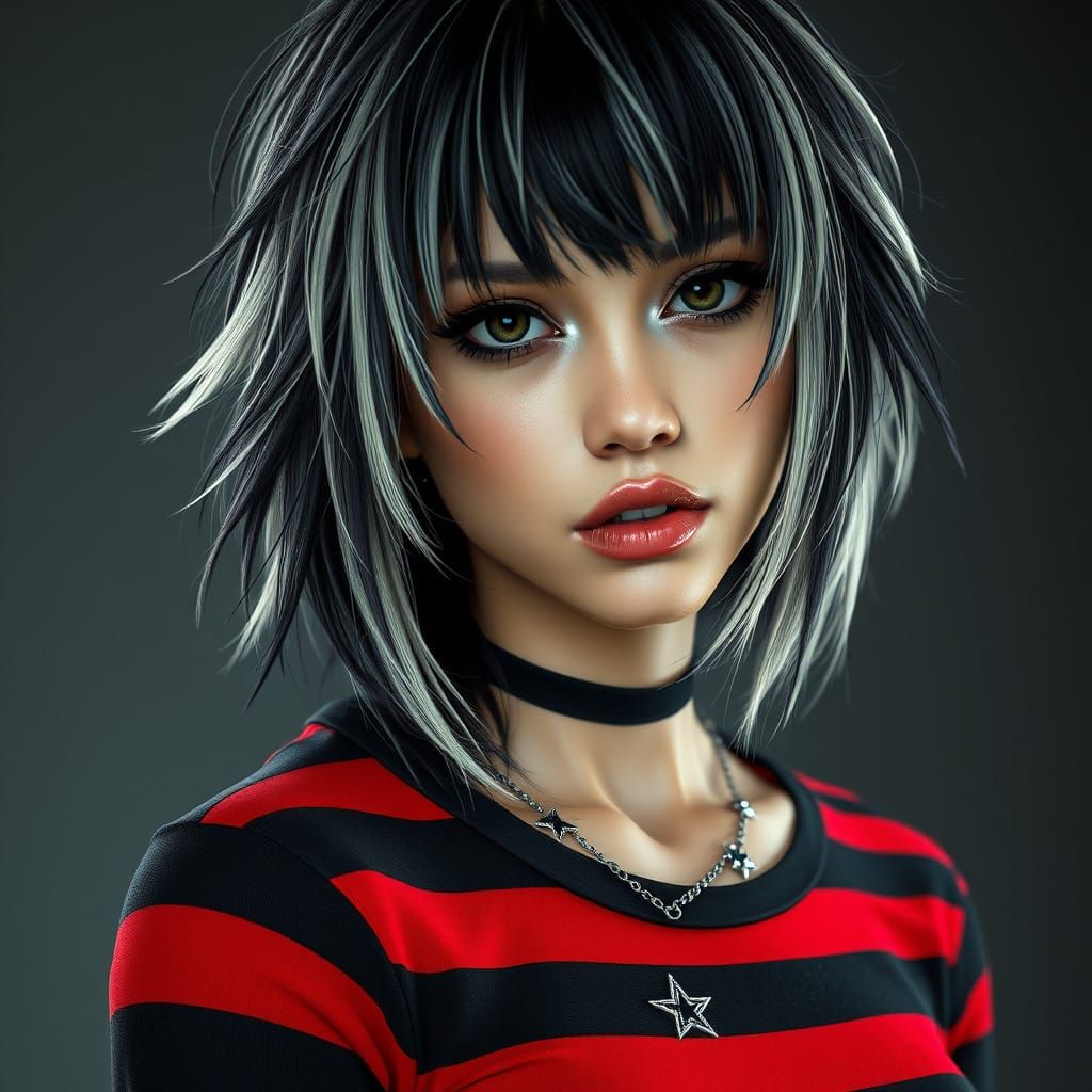 Grunge Punk Woman with Ombre Hair and Star Jewelry