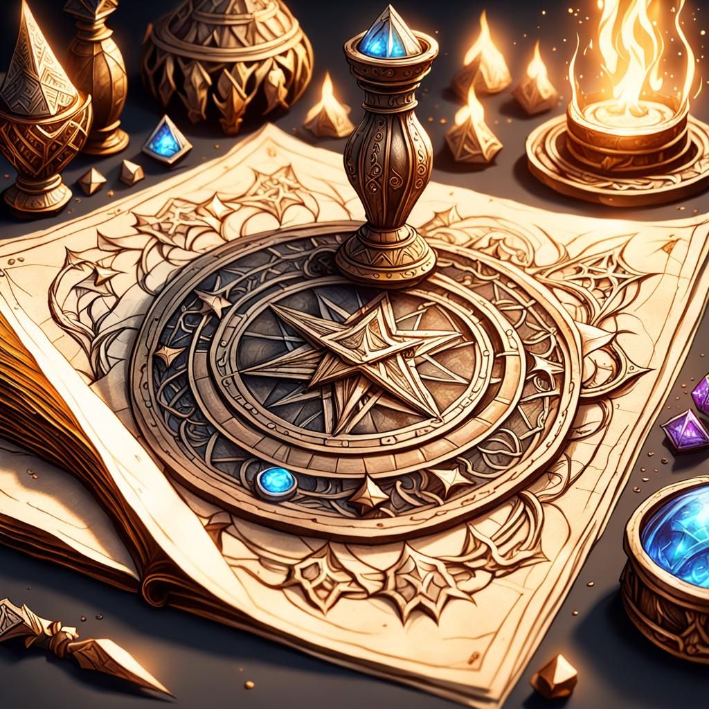 Sorceress Emerges from Spellbook: Hand-Drawn Fantasy Illustr...