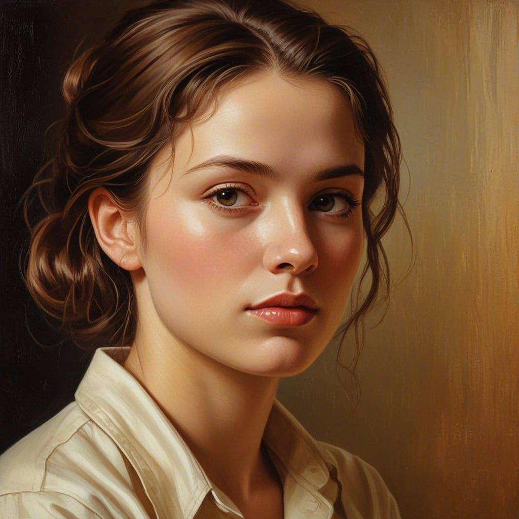 Nostalgic Woman in Retro Oil Painting