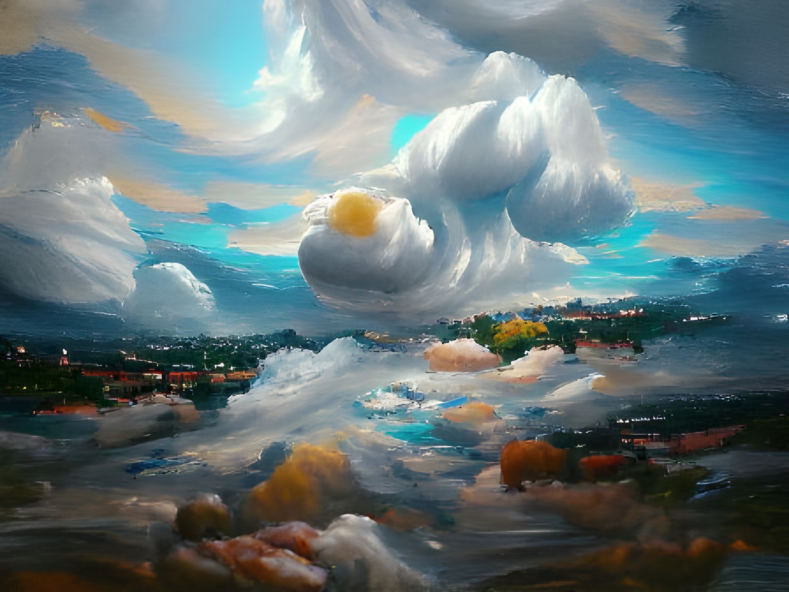 Dramatic Cloudscape in 3D Oil Painting Style