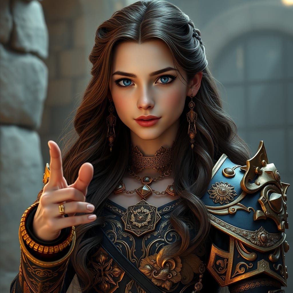 Regal Fantasy Warrior in Golden Armor