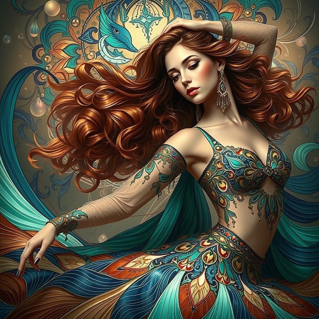 Ballet Dancer Portrait in Art Deco Style