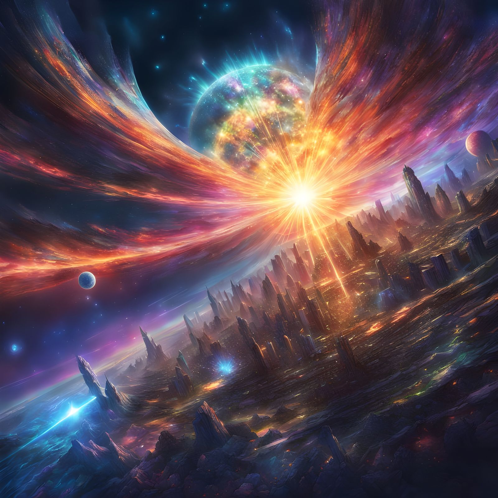 Epic Celestial Explosion in Vibrant Digital Art