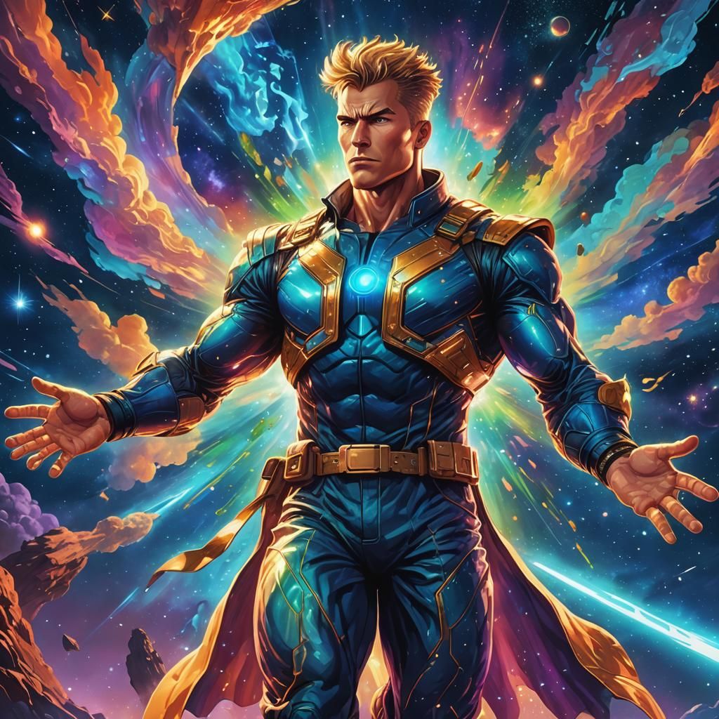 Guile in Futuristic Astral Plane: Cosmic Illustration