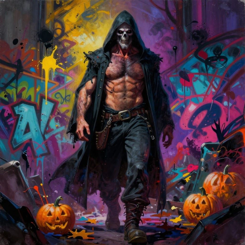 The Great Reaper in Sinister Street Art Style