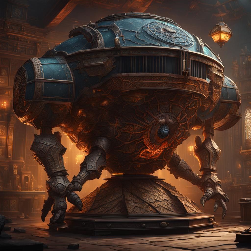 Giant Desk Fan Golem: Detailed Matte Painting