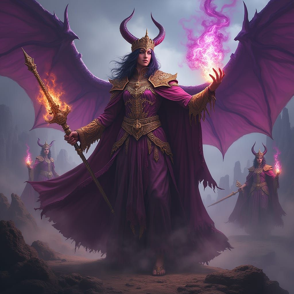 Majestic Monarchs of Untamed Realms in Dark Fantasy Style