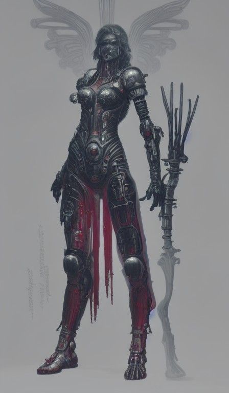 Biomechanical Warrior Mage in Steampunk Cyberpunk Style