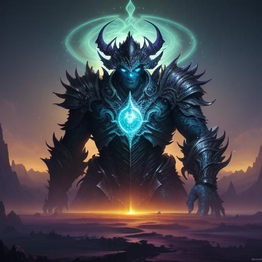 Crystallized Demon Concept Art in Ethereal Light